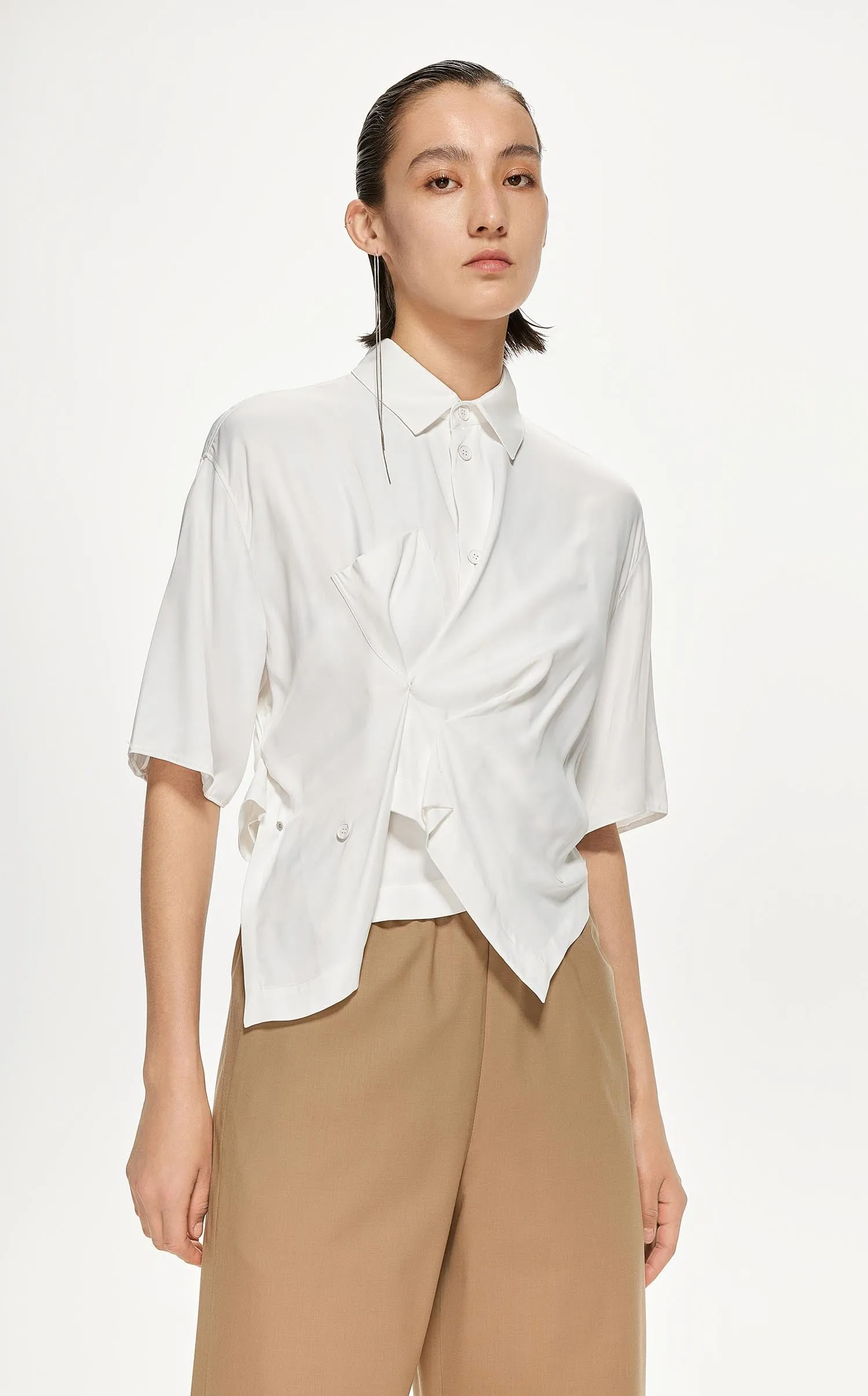 Shirt / JNBY Asymmetrical Short Sleeve Shirt