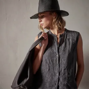 Sleeveless Linen Shirt - Magma Pigment