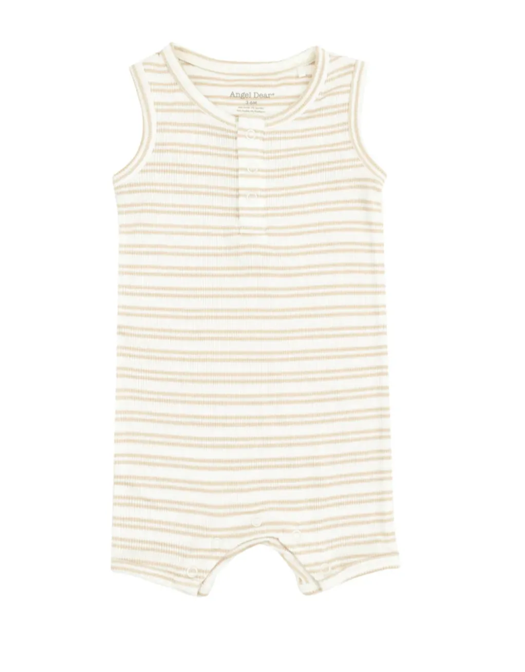 Stripe Oxford Tan Sleeveless Shortie Romper
