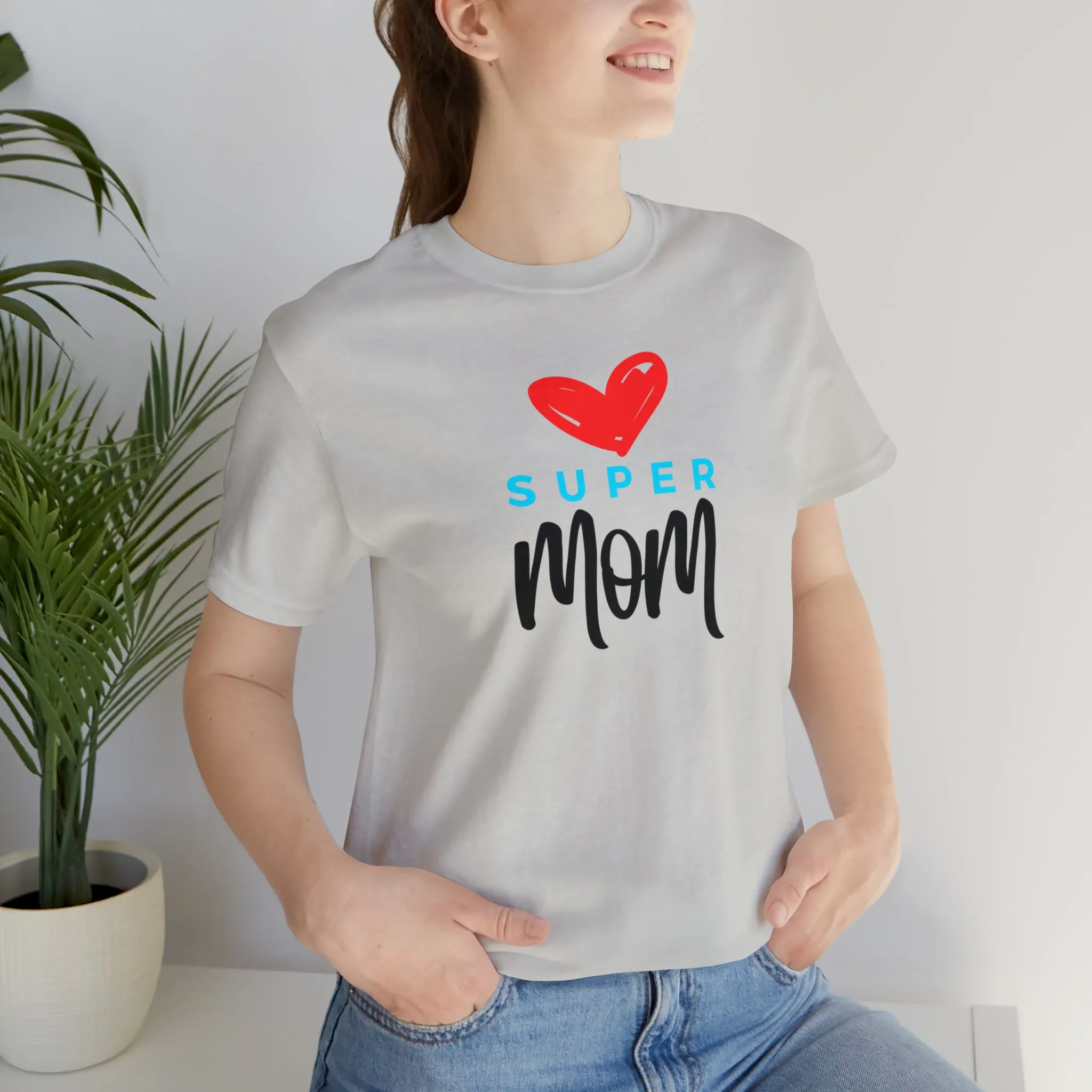 Super Mom Heart T-Shirt | Love You Mom Tee |  Bella Canvas 3001 Unisex |  Mama Short Sleeve Tshirt