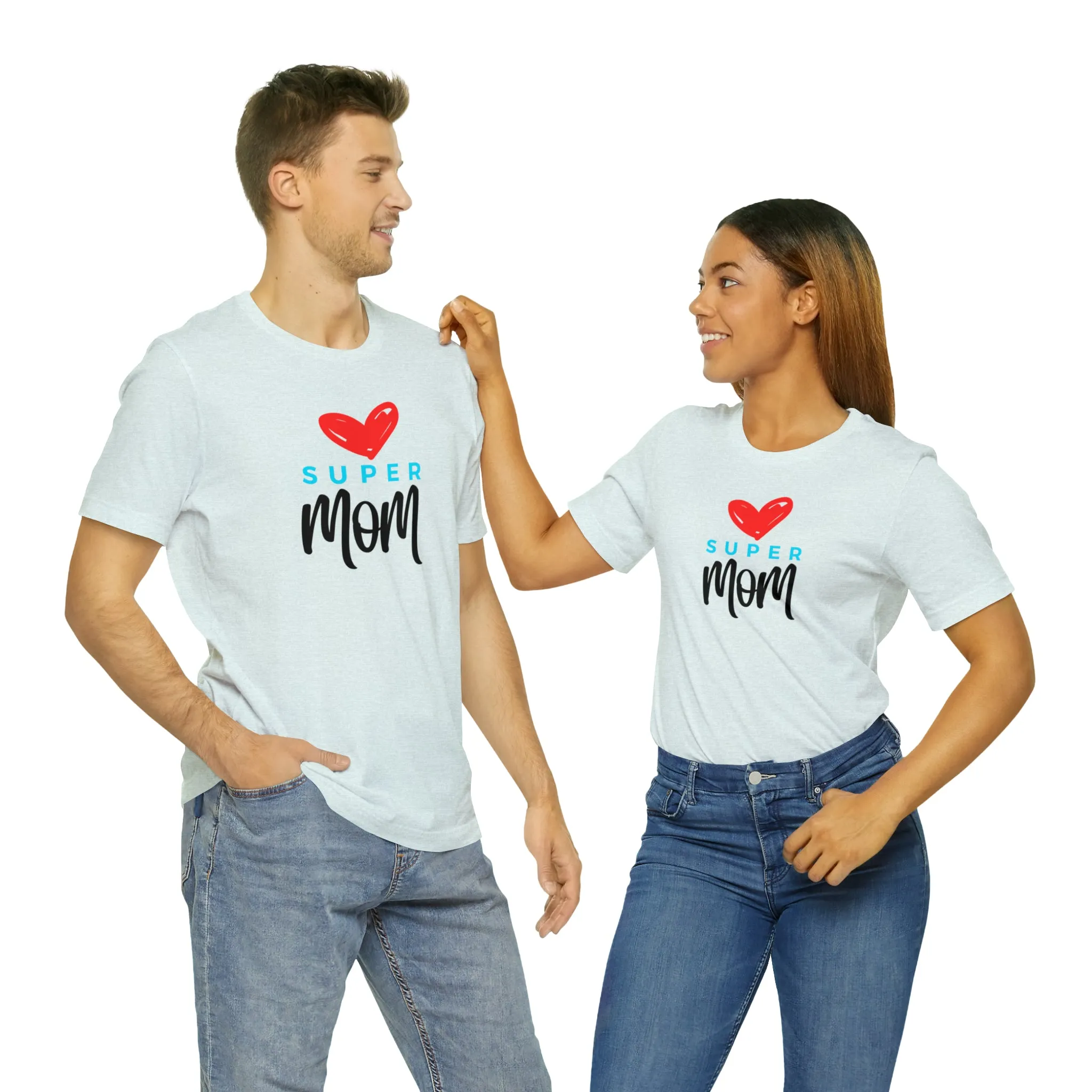 Super Mom Heart T-Shirt | Love You Mom Tee |  Bella Canvas 3001 Unisex |  Mama Short Sleeve Tshirt
