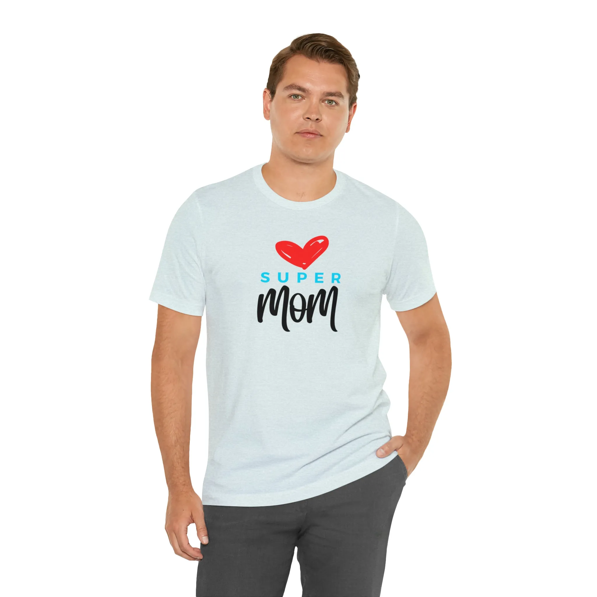 Super Mom Heart T-Shirt | Love You Mom Tee |  Bella Canvas 3001 Unisex |  Mama Short Sleeve Tshirt