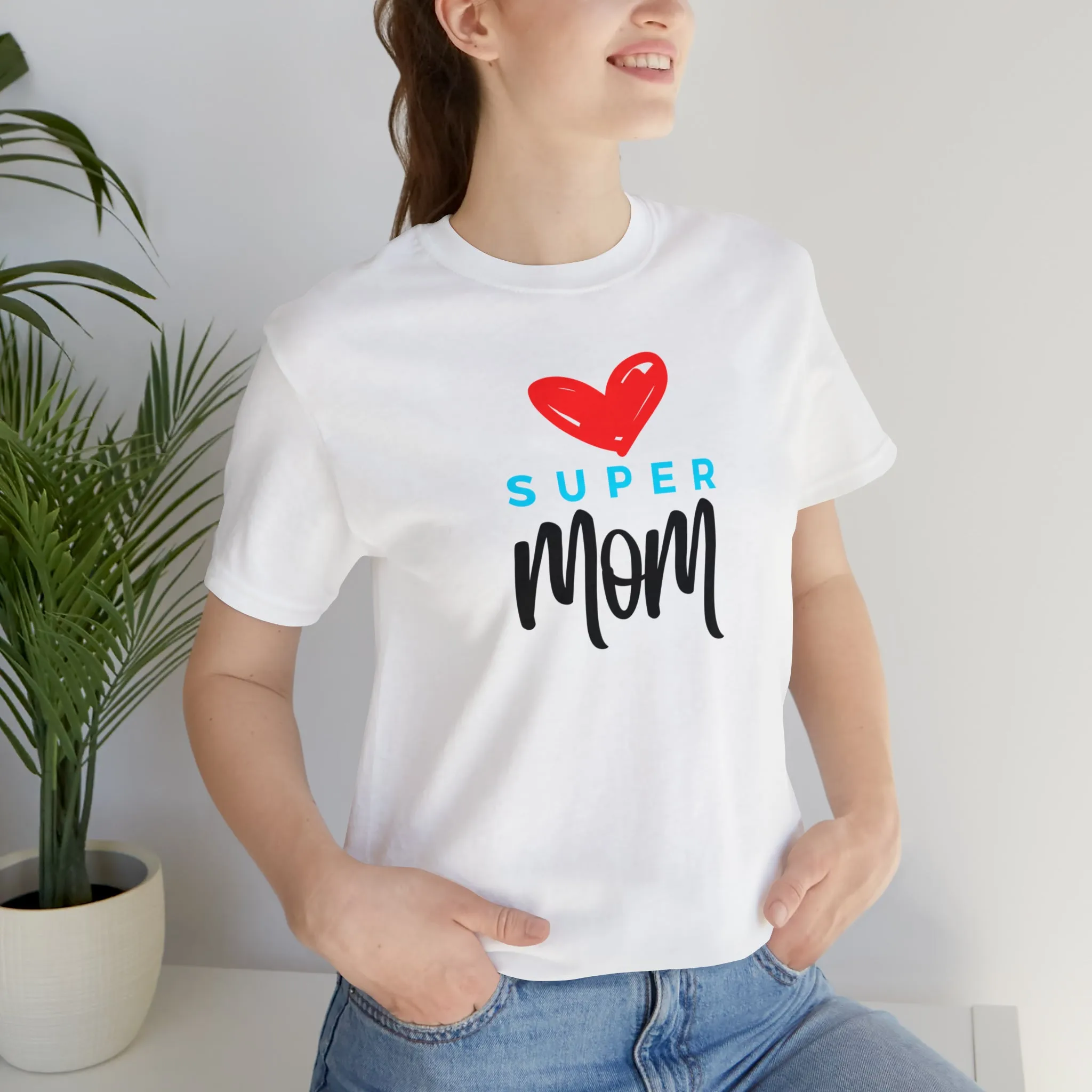 Super Mom Heart T-Shirt | Love You Mom Tee |  Bella Canvas 3001 Unisex |  Mama Short Sleeve Tshirt