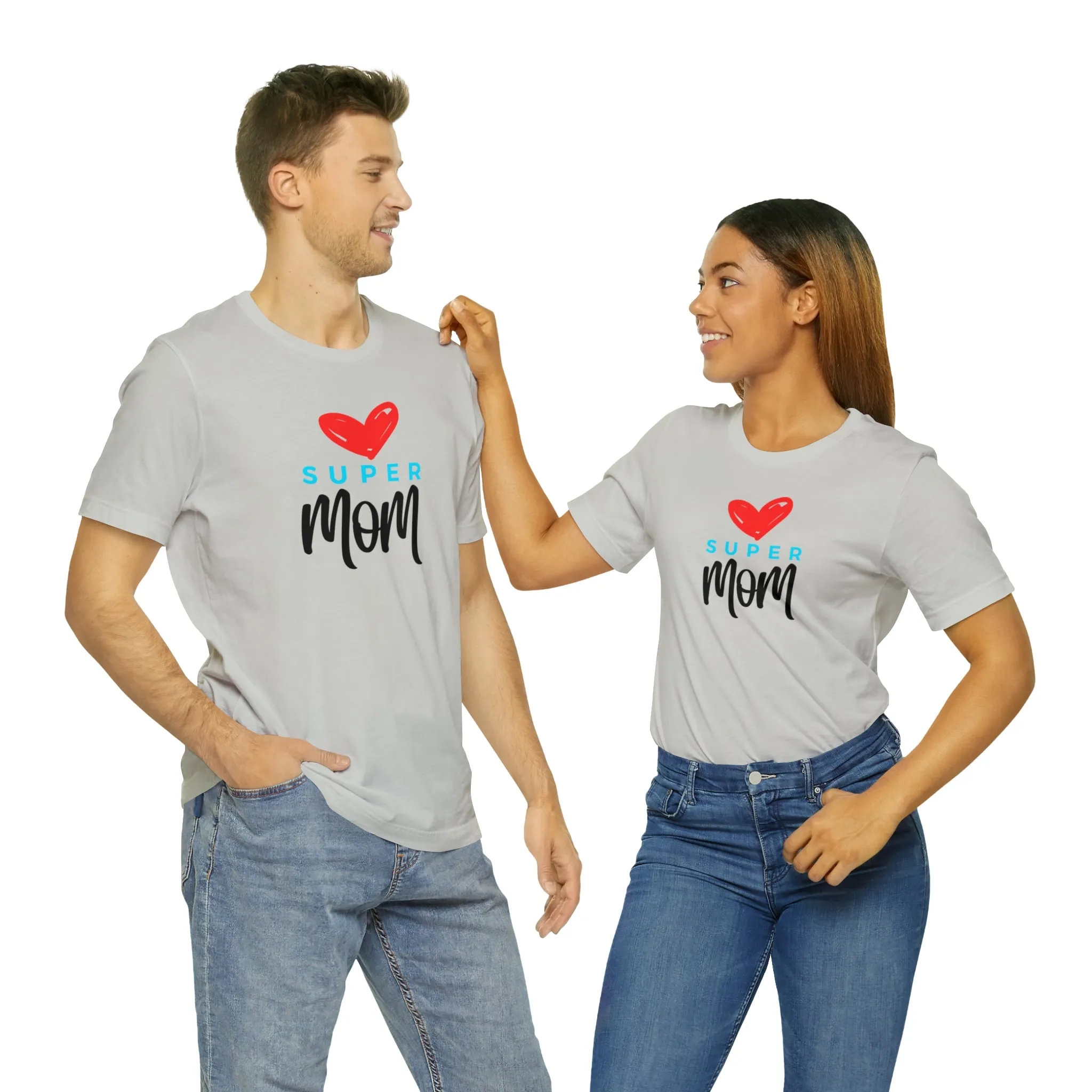 Super Mom Heart T-Shirt | Love You Mom Tee |  Bella Canvas 3001 Unisex |  Mama Short Sleeve Tshirt