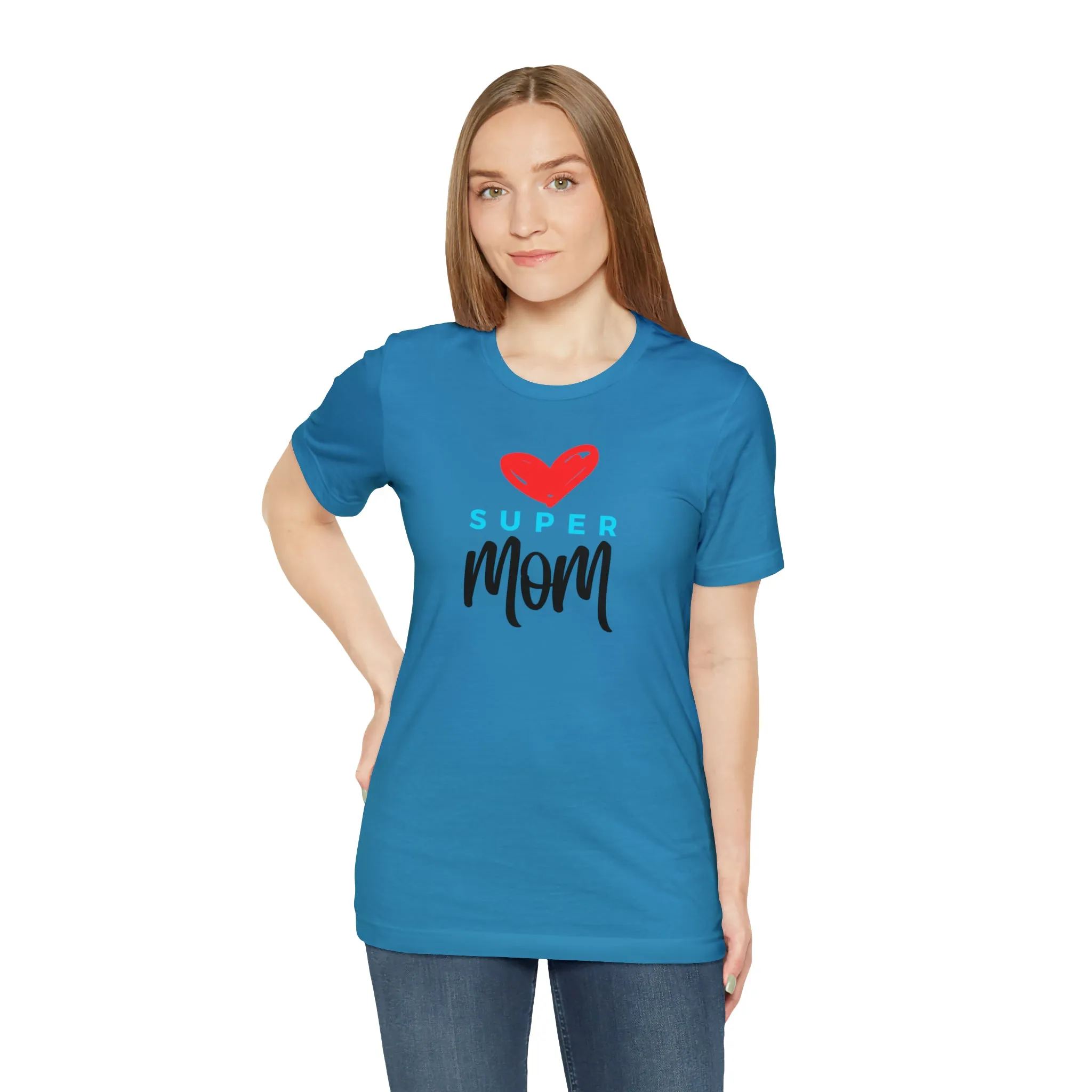 Super Mom Heart T-Shirt | Love You Mom Tee |  Bella Canvas 3001 Unisex |  Mama Short Sleeve Tshirt