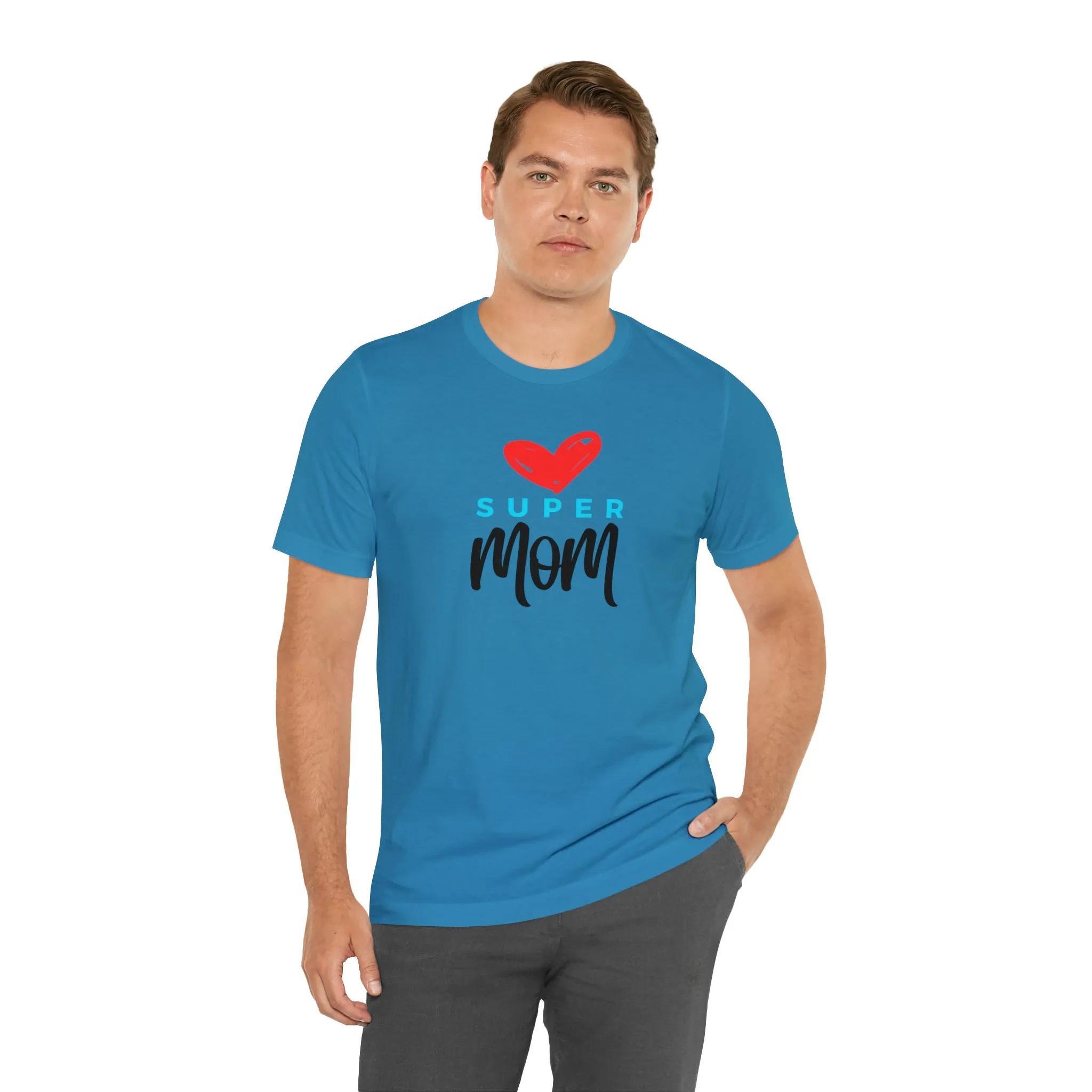 Super Mom Heart T-Shirt | Love You Mom Tee |  Bella Canvas 3001 Unisex |  Mama Short Sleeve Tshirt