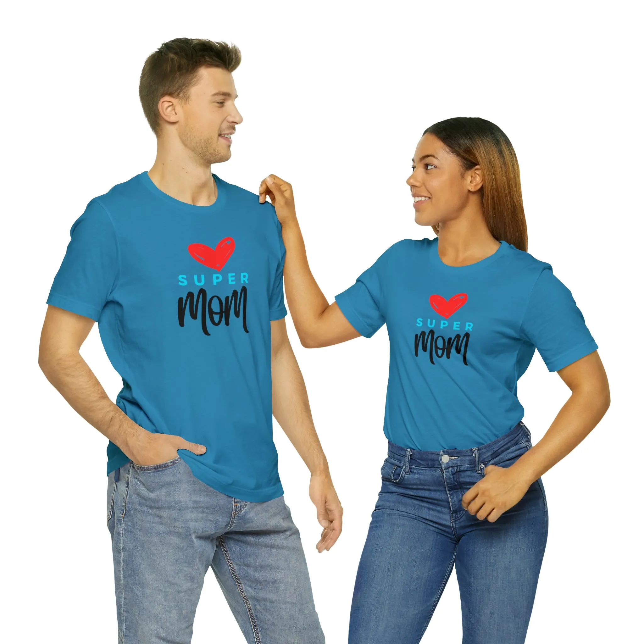 Super Mom Heart T-Shirt | Love You Mom Tee |  Bella Canvas 3001 Unisex |  Mama Short Sleeve Tshirt
