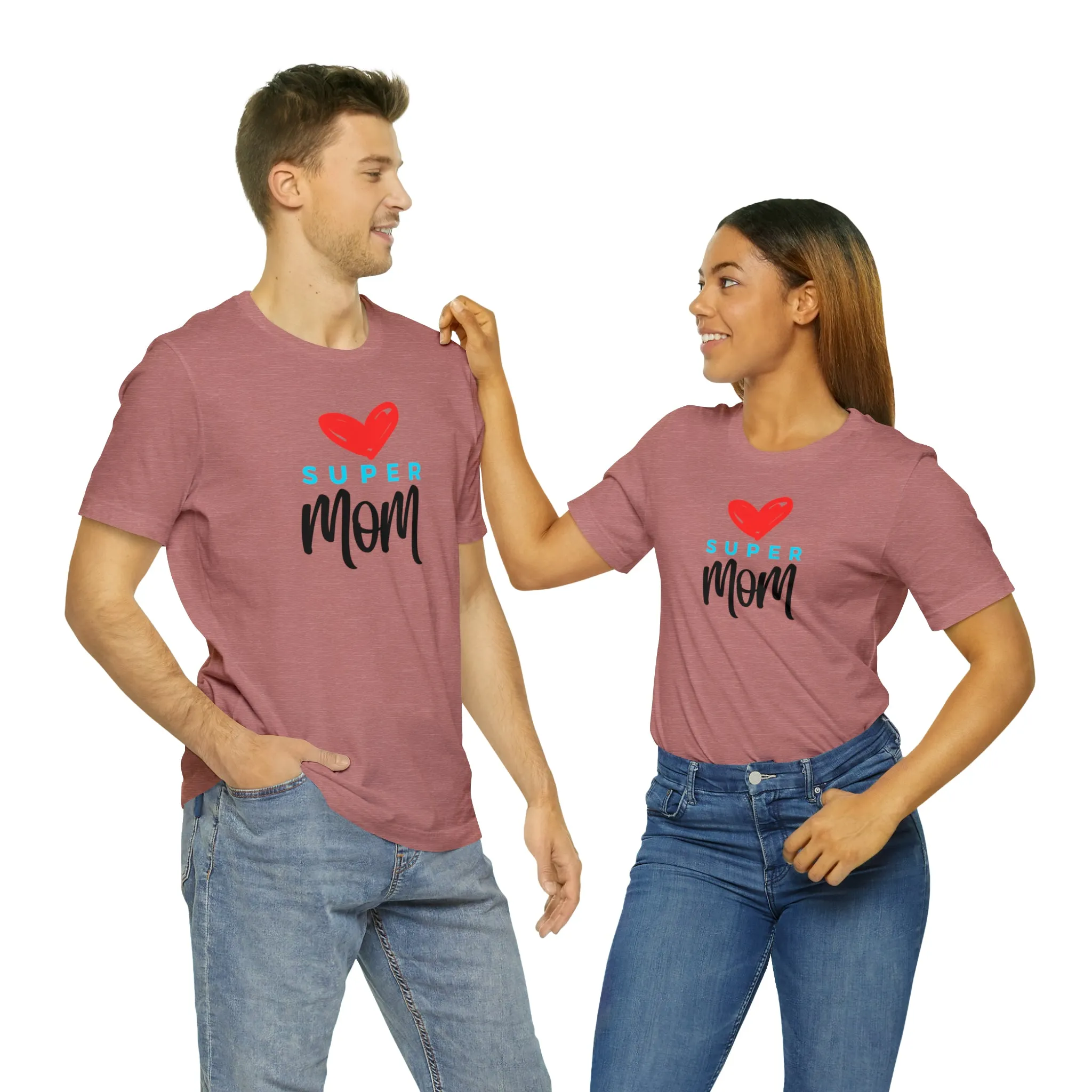 Super Mom Heart T-Shirt | Love You Mom Tee |  Bella Canvas 3001 Unisex |  Mama Short Sleeve Tshirt