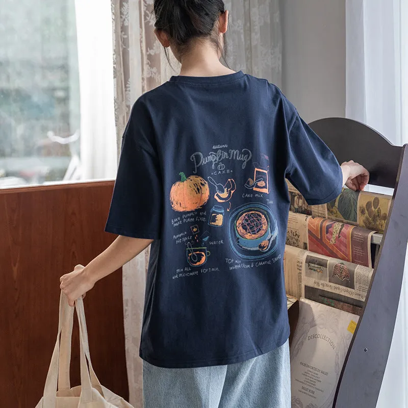 Ta-da Pumpkin Mug Cotton Short Sleeves Cute Shirt UB6316