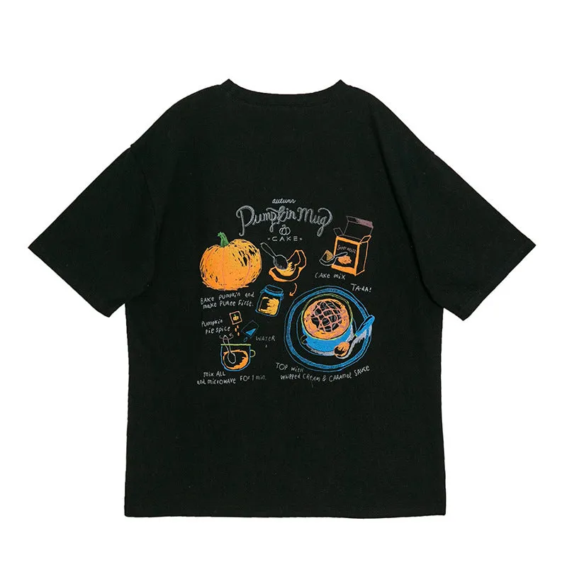 Ta-da Pumpkin Mug Cotton Short Sleeves Cute Shirt UB6316