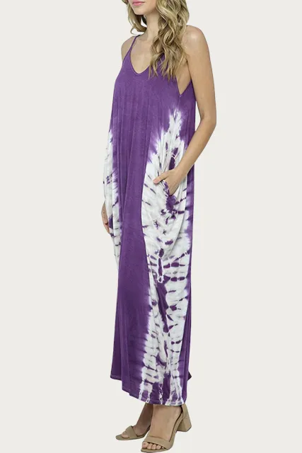 TIE-DYED STRETCH-MODAL JERSEY MAXI DRESS