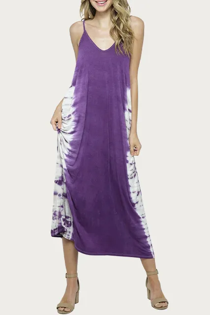 TIE-DYED STRETCH-MODAL JERSEY MAXI DRESS