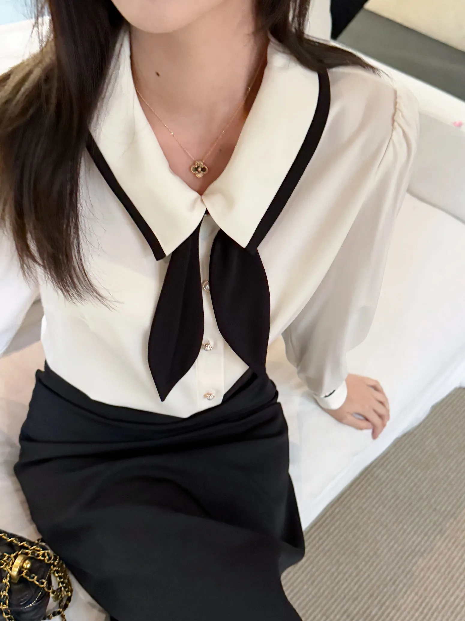 Timeless Women's Button Front Long Sleeve Dress Shirt in Vintage Style