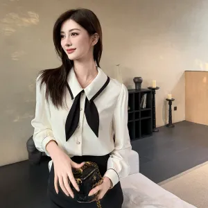 Timeless Women's Button Front Long Sleeve Dress Shirt in Vintage Style