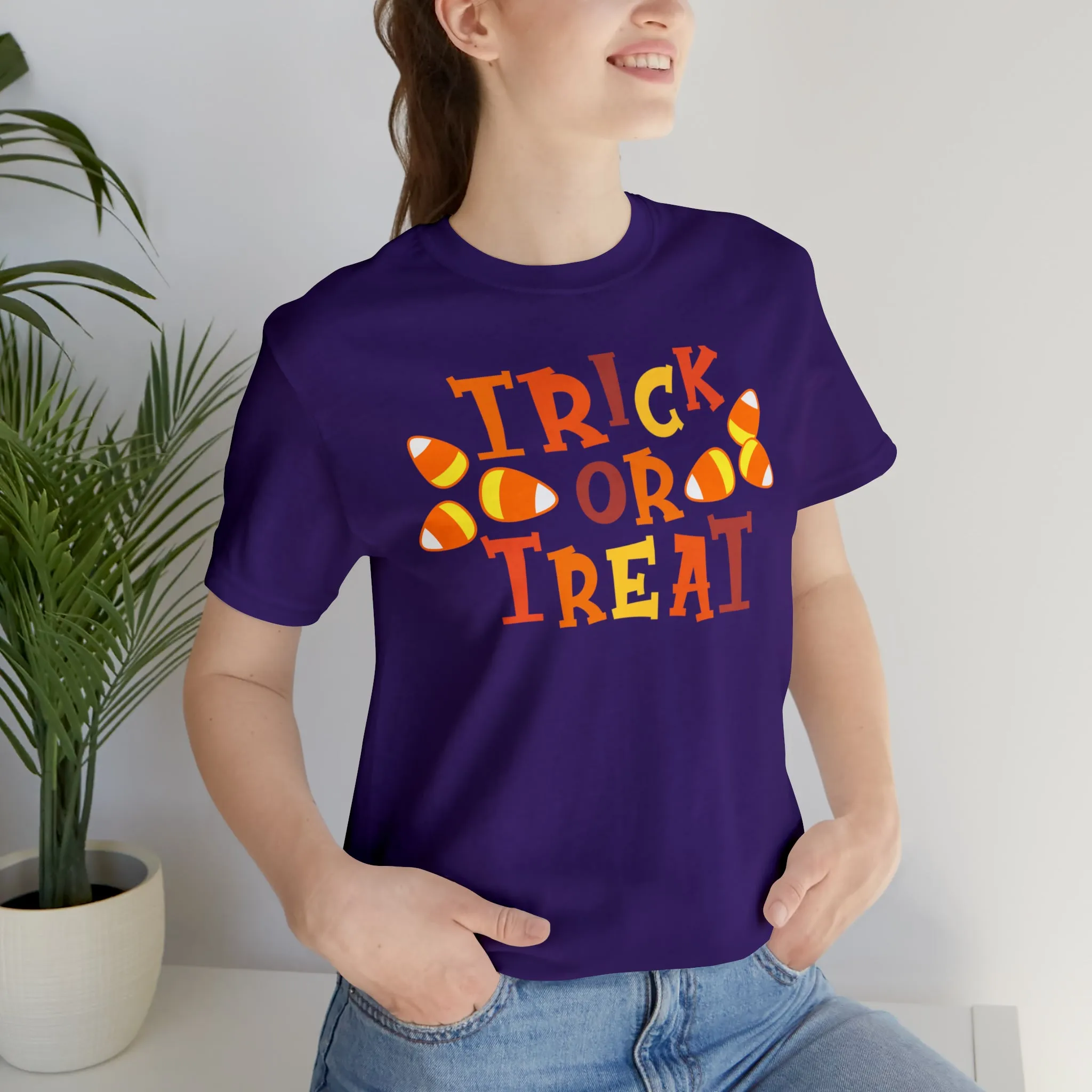 Trick or Treat T-Shirt | Candy Corn  Tee |  Bella Canvas 3001Unisex | Sweet Short Sleeve Tshirt