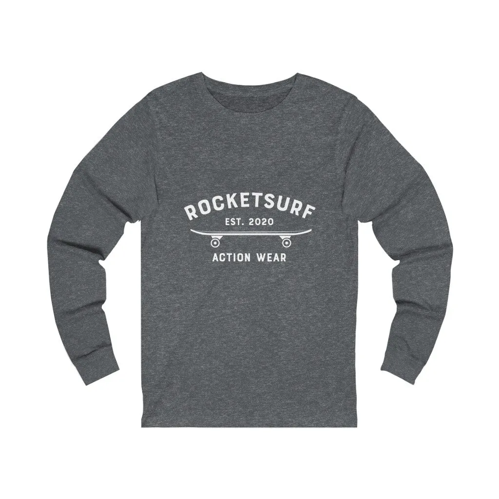 Unisex Jersey Long Sleeve Tee - RocketSurf Skate Club White Lettering