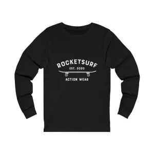 Unisex Jersey Long Sleeve Tee - RocketSurf Skate Club White Lettering