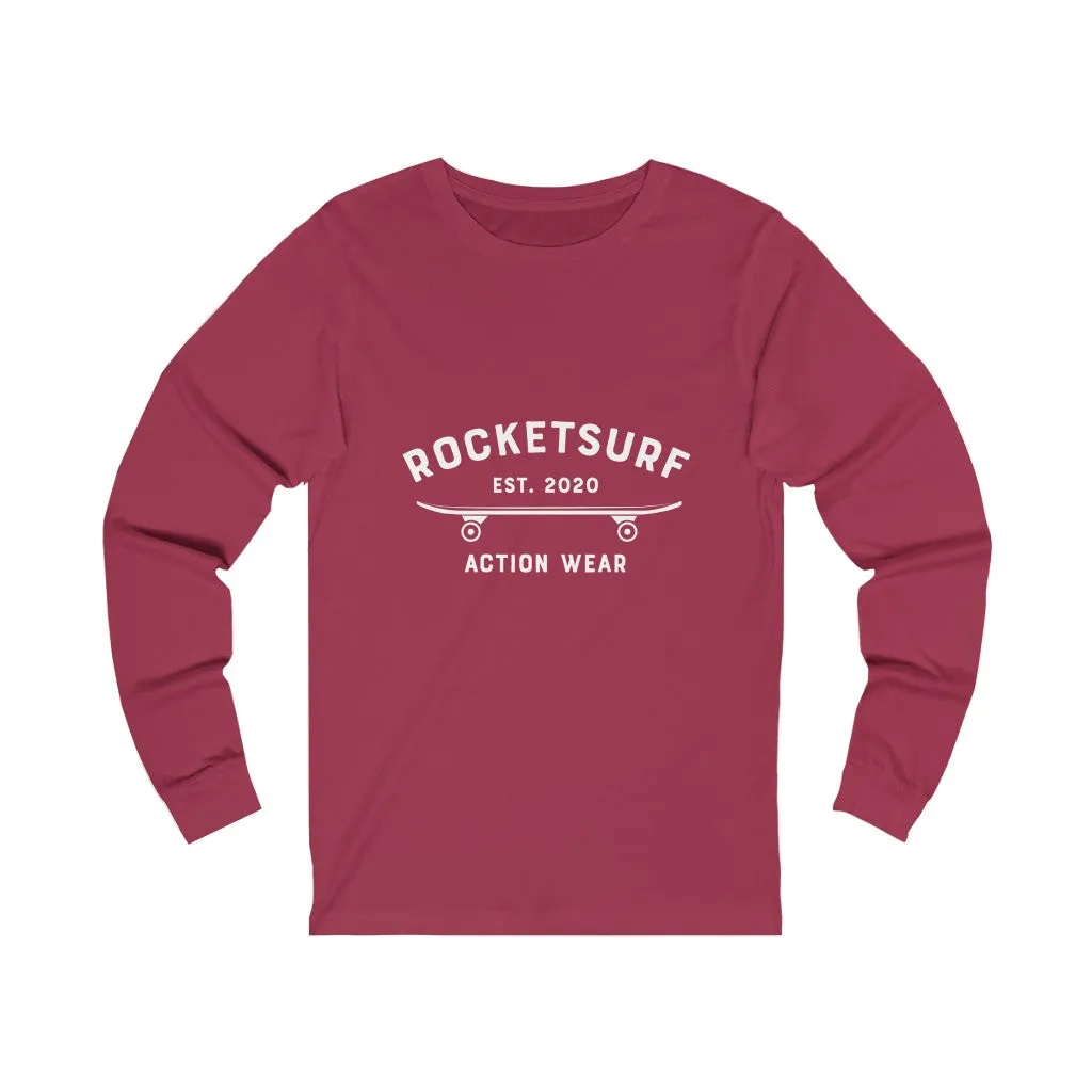 Unisex Jersey Long Sleeve Tee - RocketSurf Skate Club White Lettering