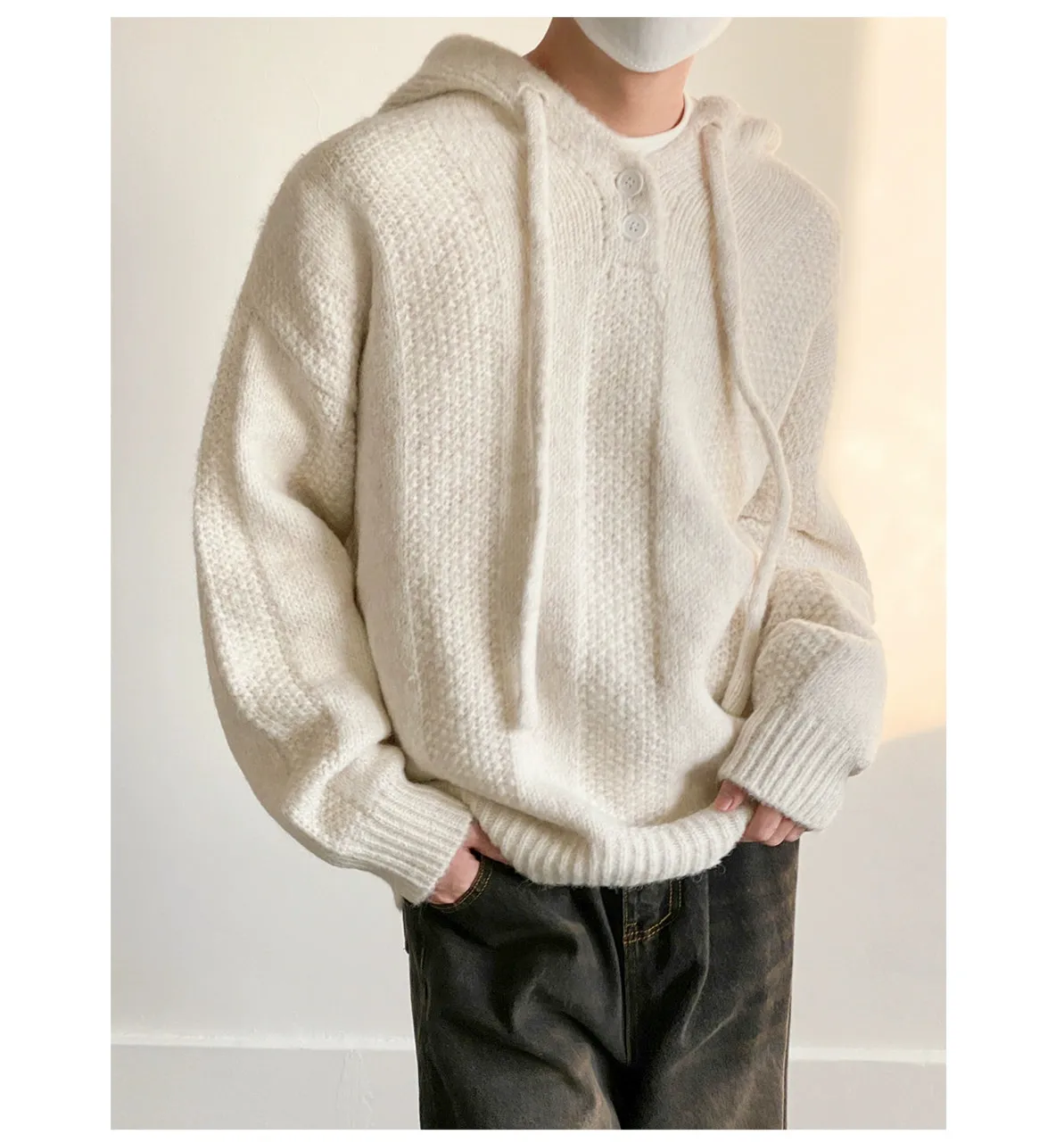 Velvet Hooded Knitwear Sweater