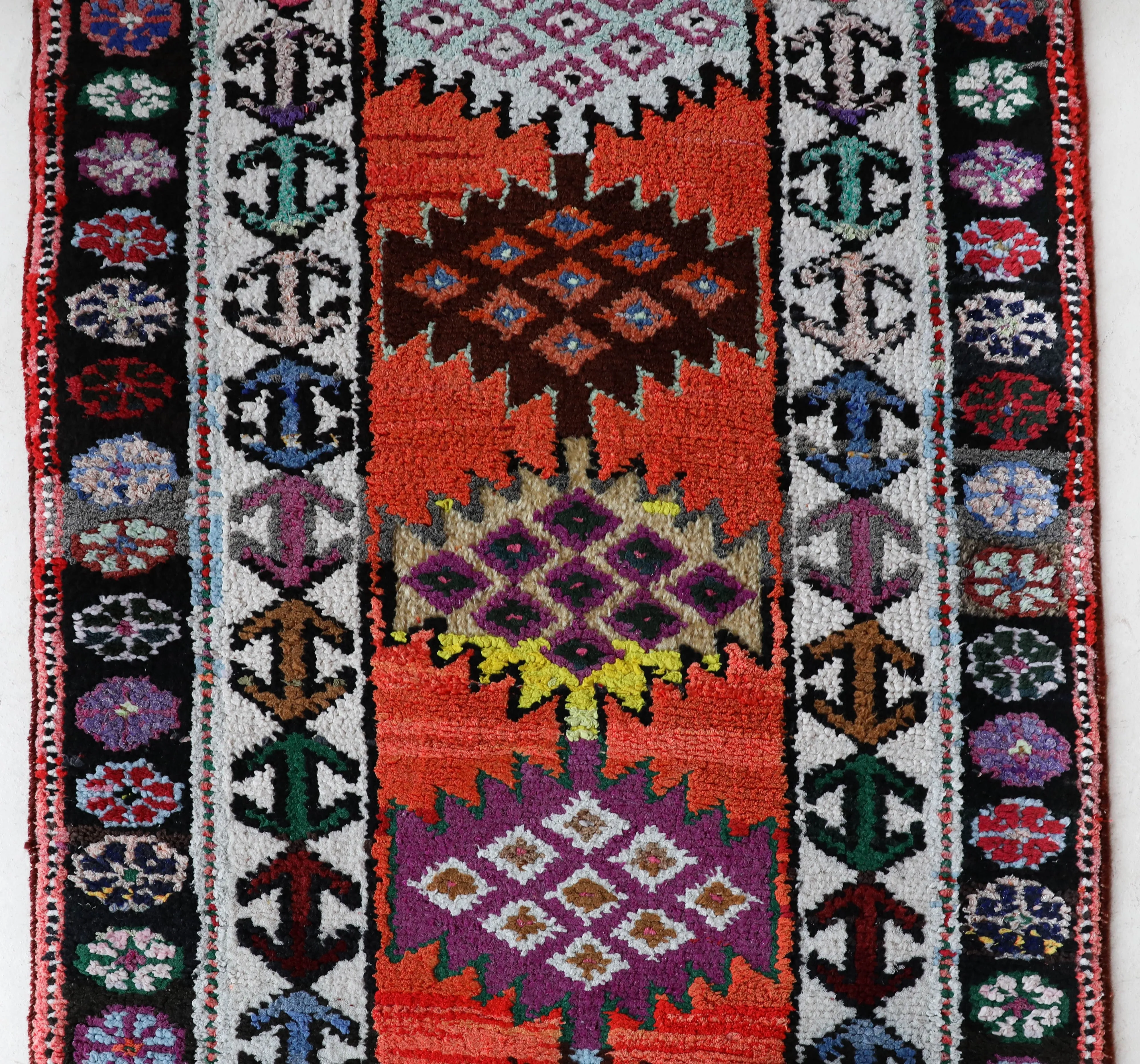 Vintage Kurdish Herki Runner Rug 2'10"x13'3"