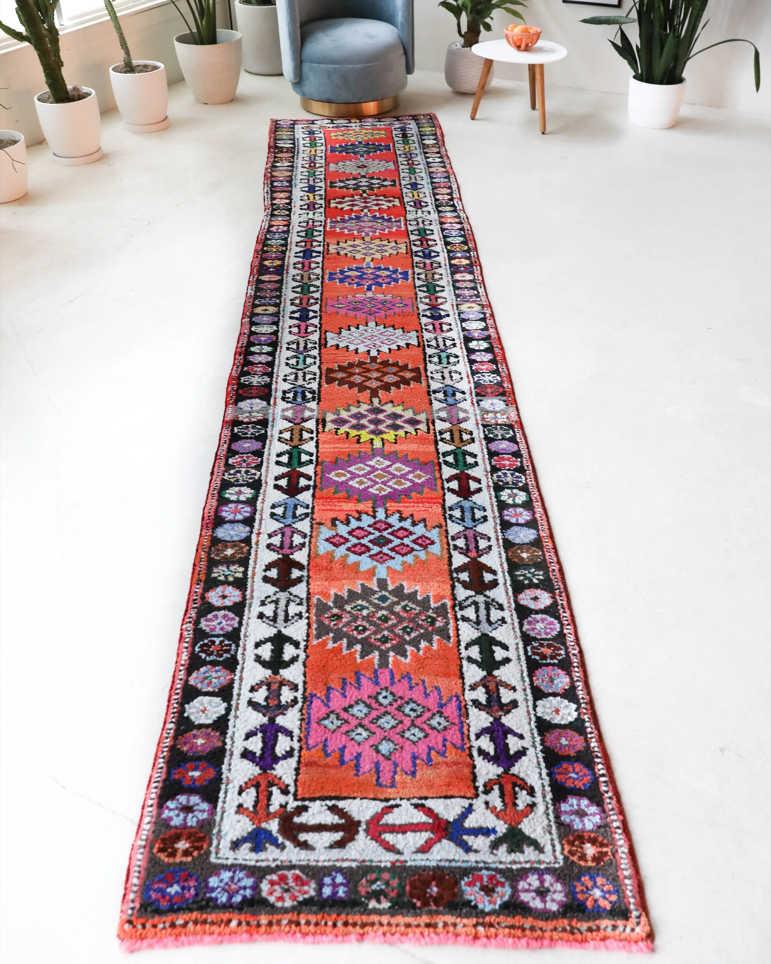 Vintage Kurdish Herki Runner Rug 2'10"x13'3"