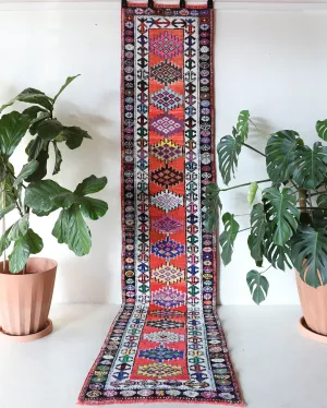 Vintage Kurdish Herki Runner Rug 2'10"x13'3"