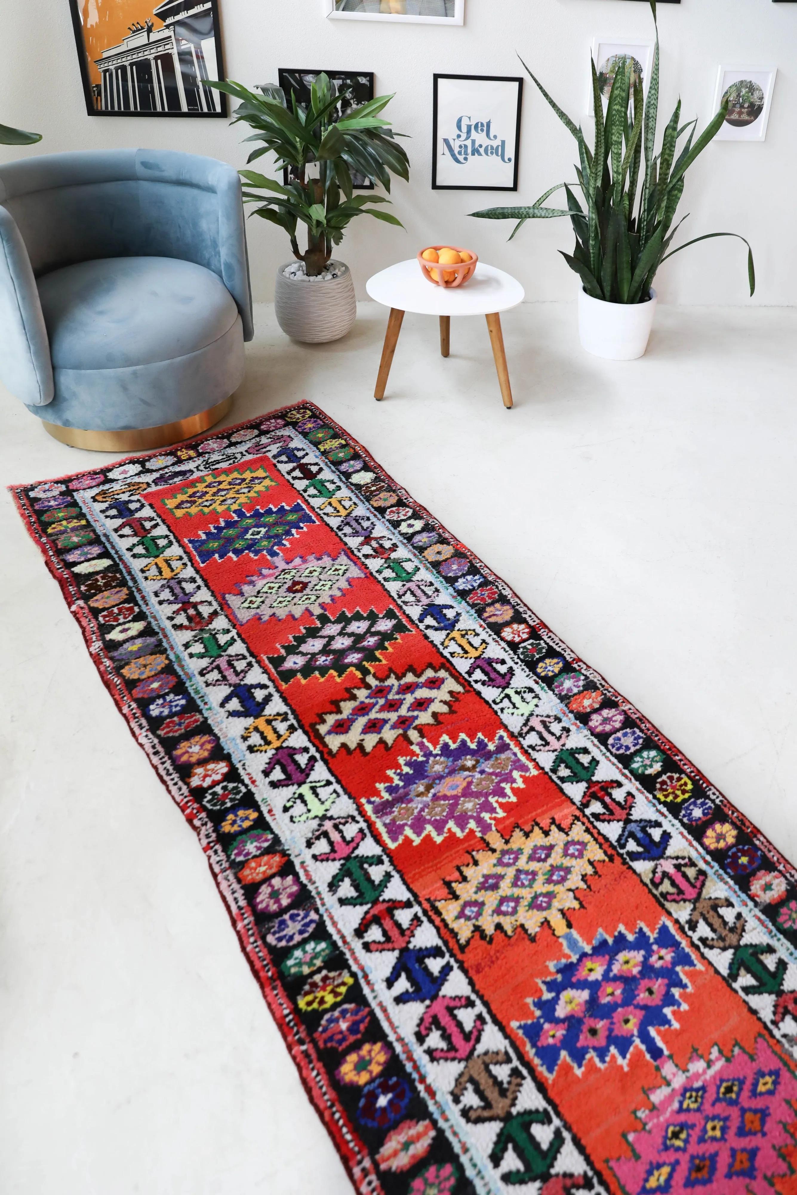 Vintage Kurdish Herki Runner Rug 2'10"x13'3"
