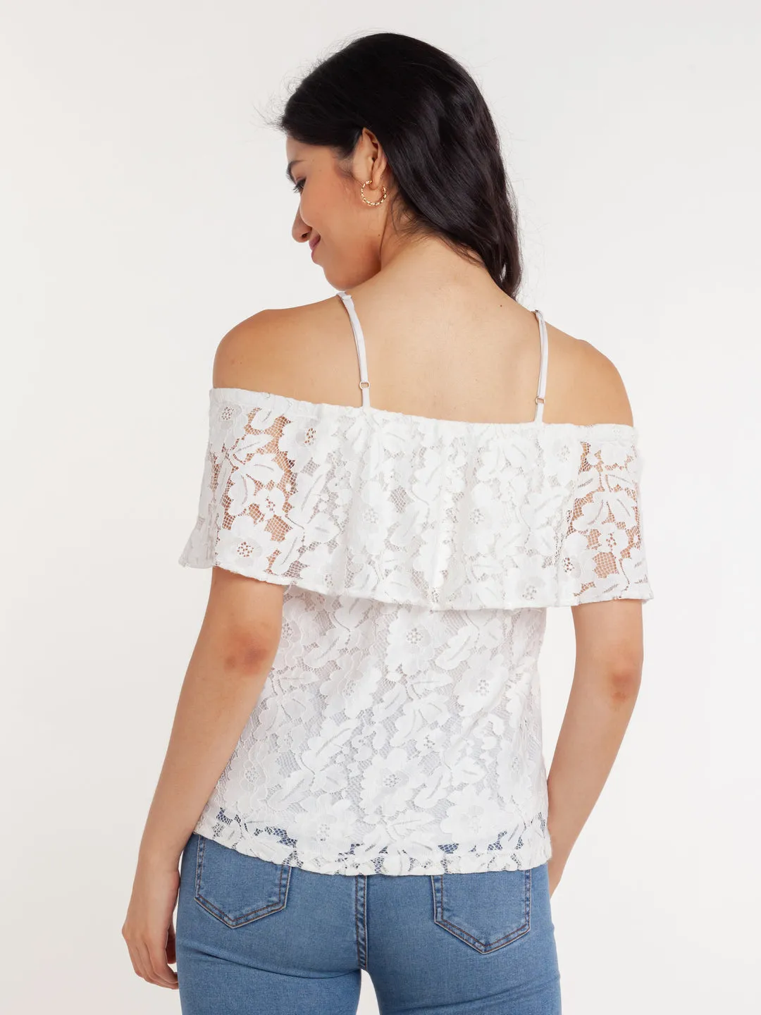 White Lace Off-shoulder Top