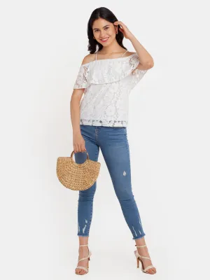 White Lace Off-shoulder Top