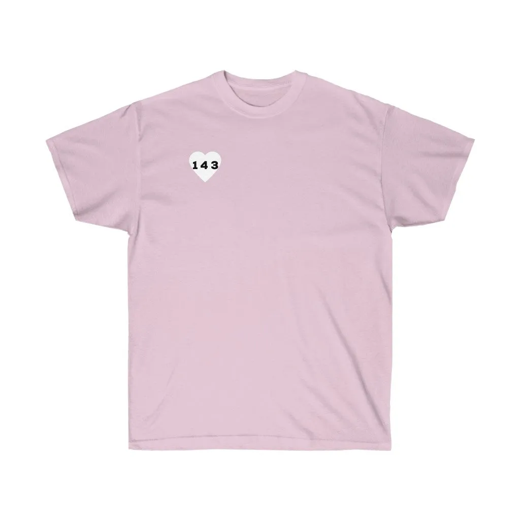 White "143" Adult T-shirt