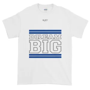 White Royal Blue and Grey Short-Sleeve T-Shirt