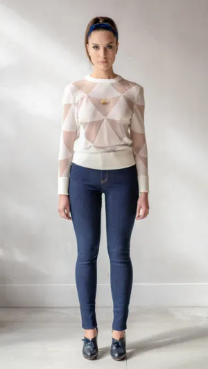 White Triangle Intarsia Sweater