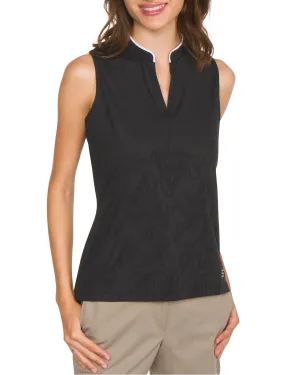 Women's Collarless Floral Golf Polo