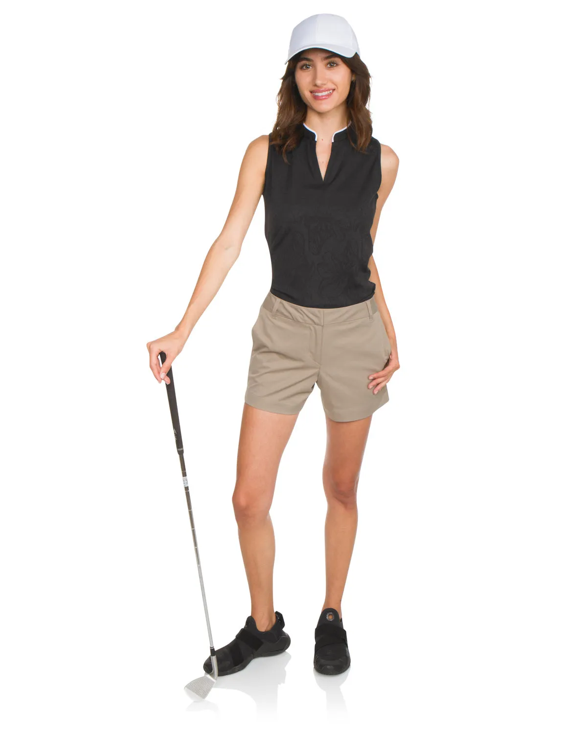 Women's Collarless Floral Golf Polo