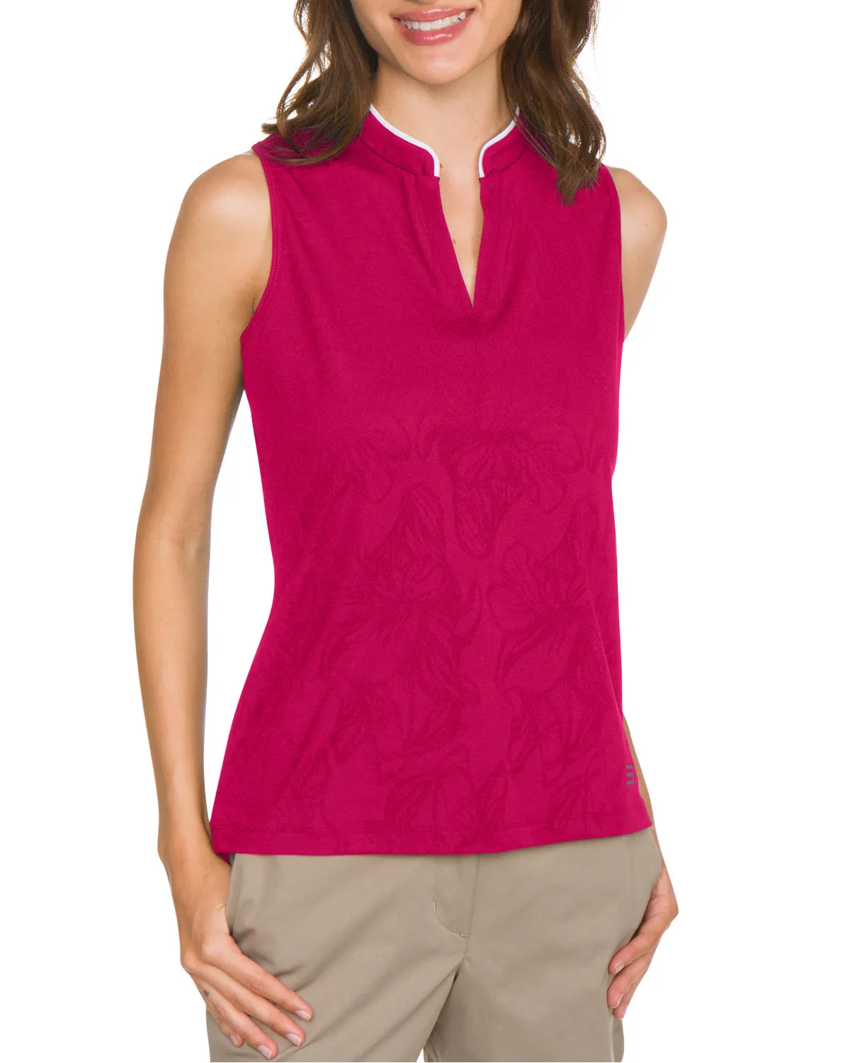 Women's Collarless Floral Golf Polo