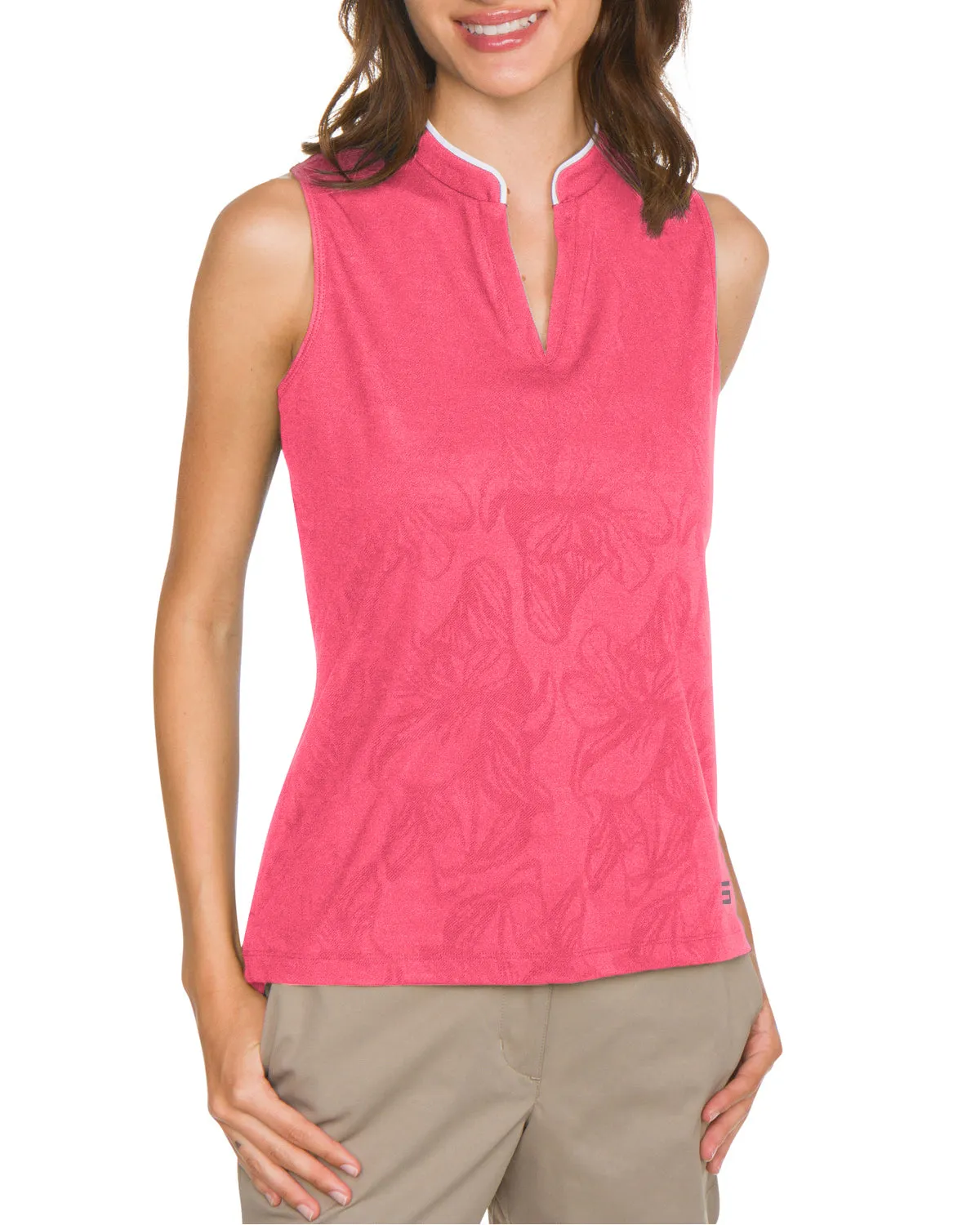 Women's Collarless Floral Golf Polo