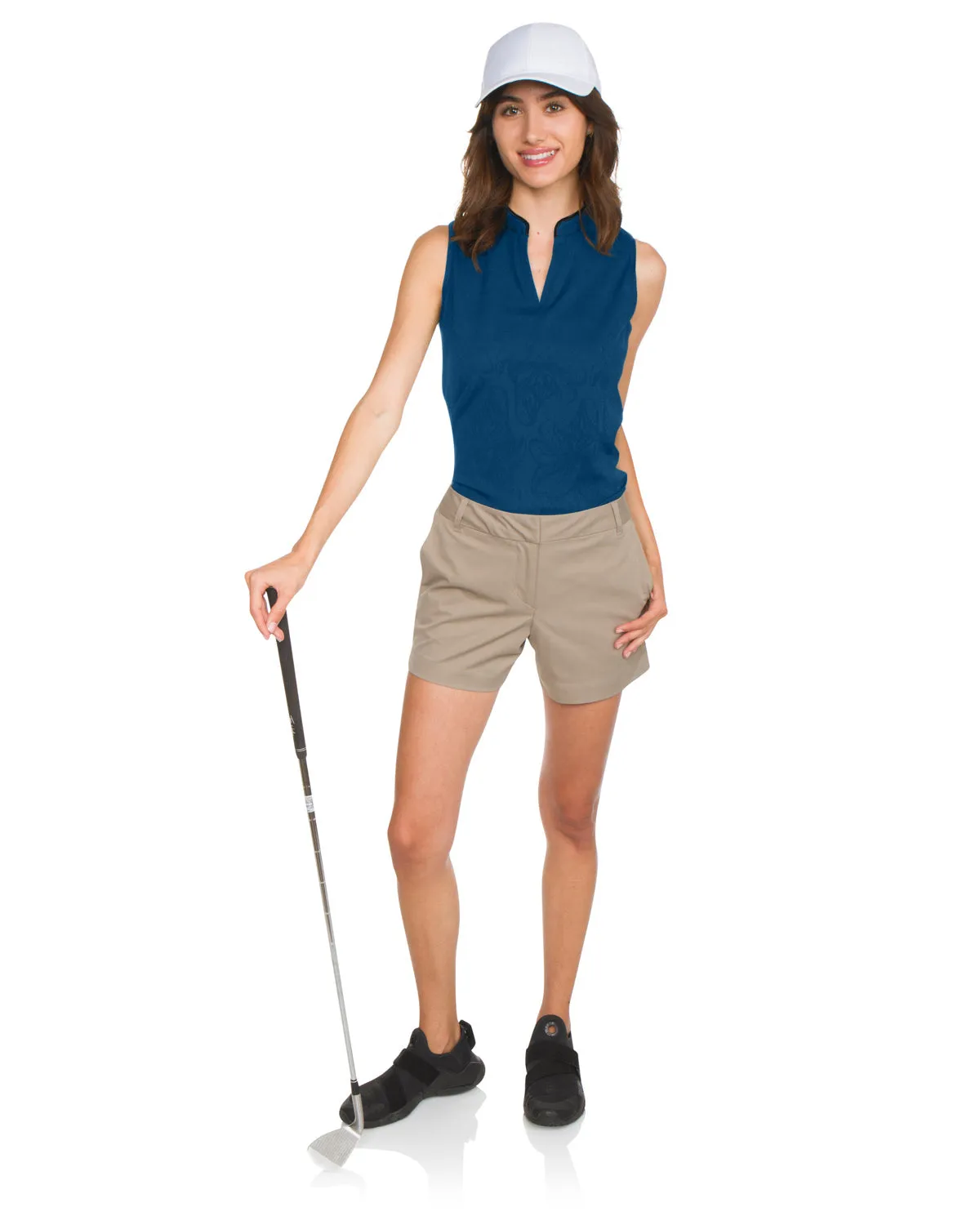 Women's Collarless Floral Golf Polo