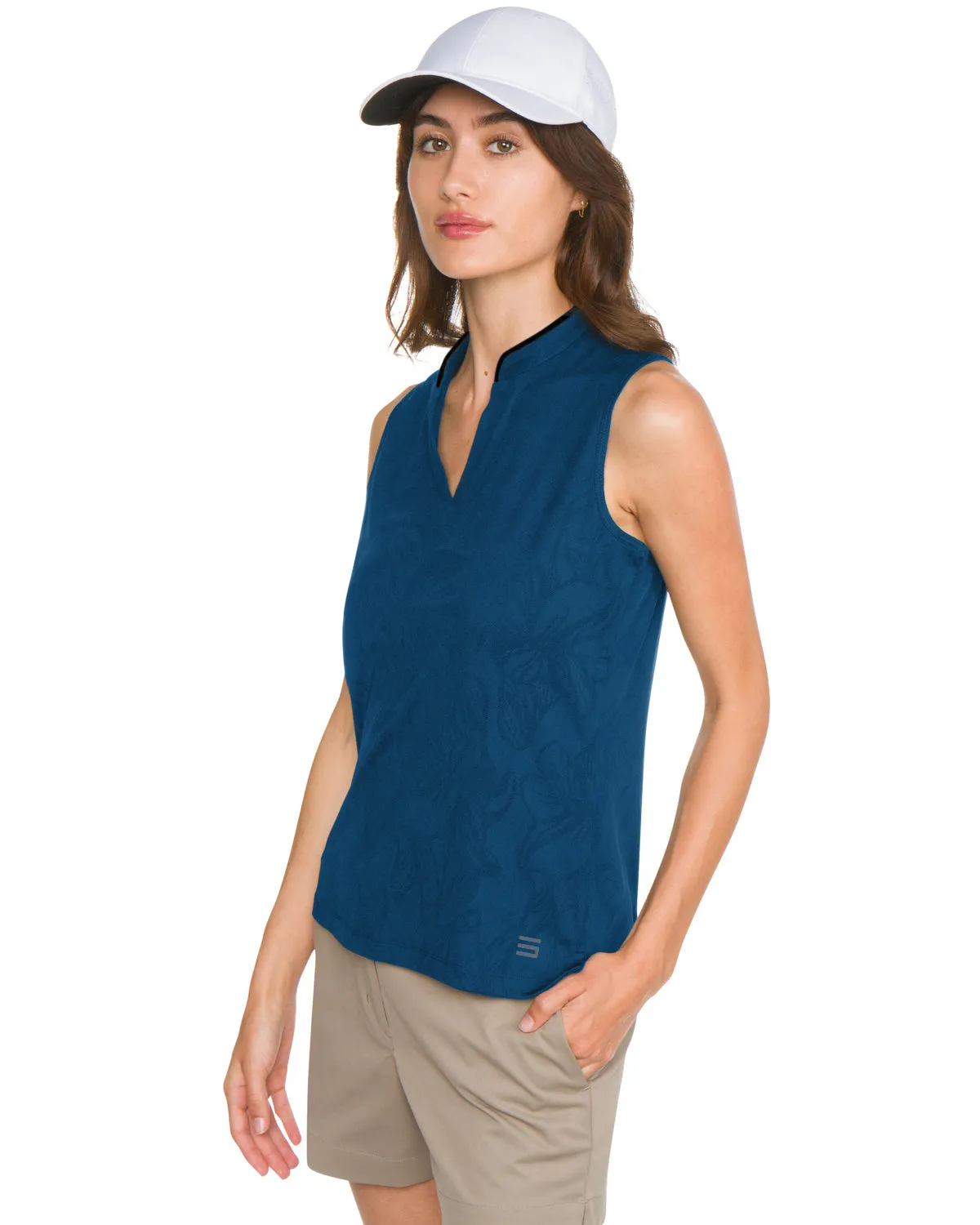 Women's Collarless Floral Golf Polo