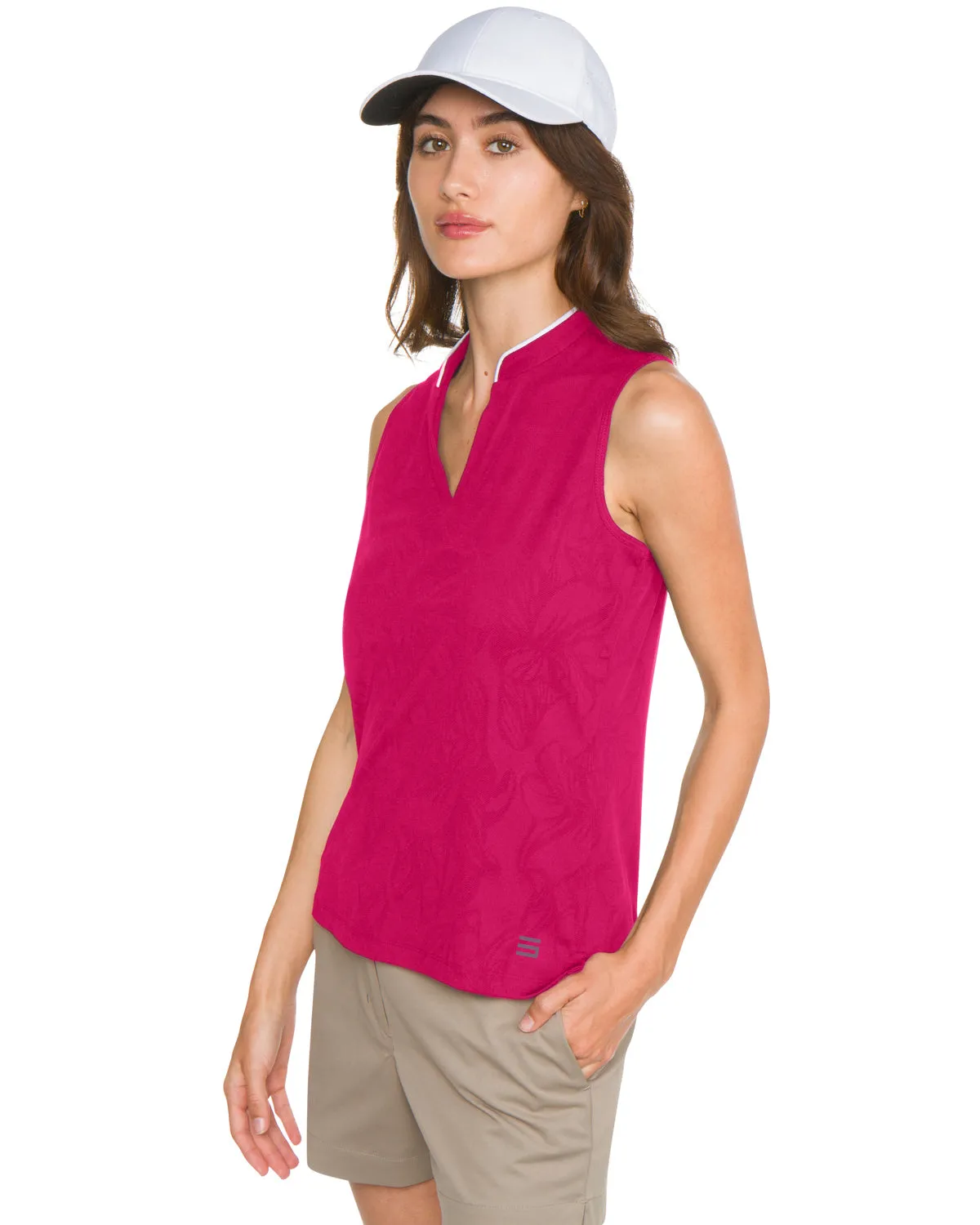 Women's Collarless Floral Golf Polo