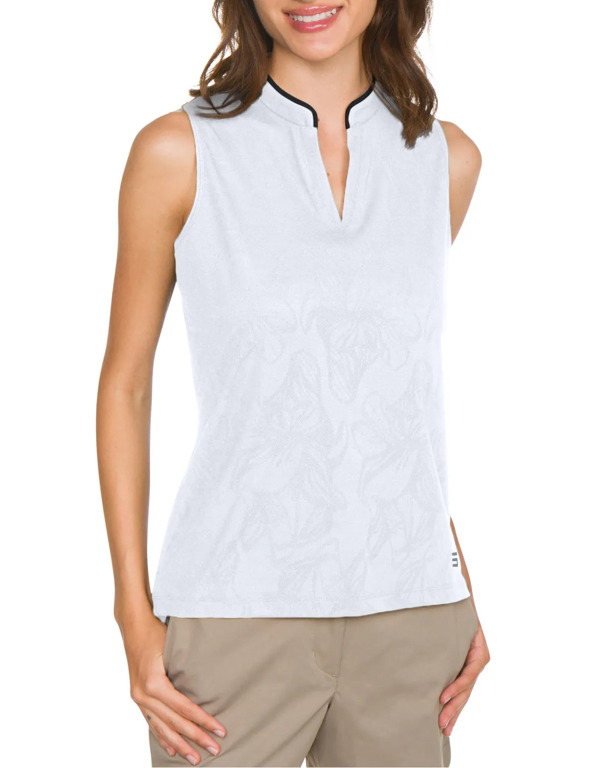 Women's Collarless Floral Golf Polo