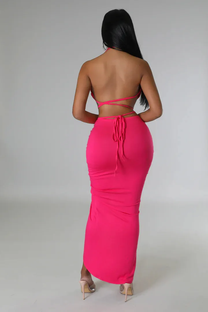 Women's Crop Top Self Tie Slit High Waisted Drawstring  Skirt Set