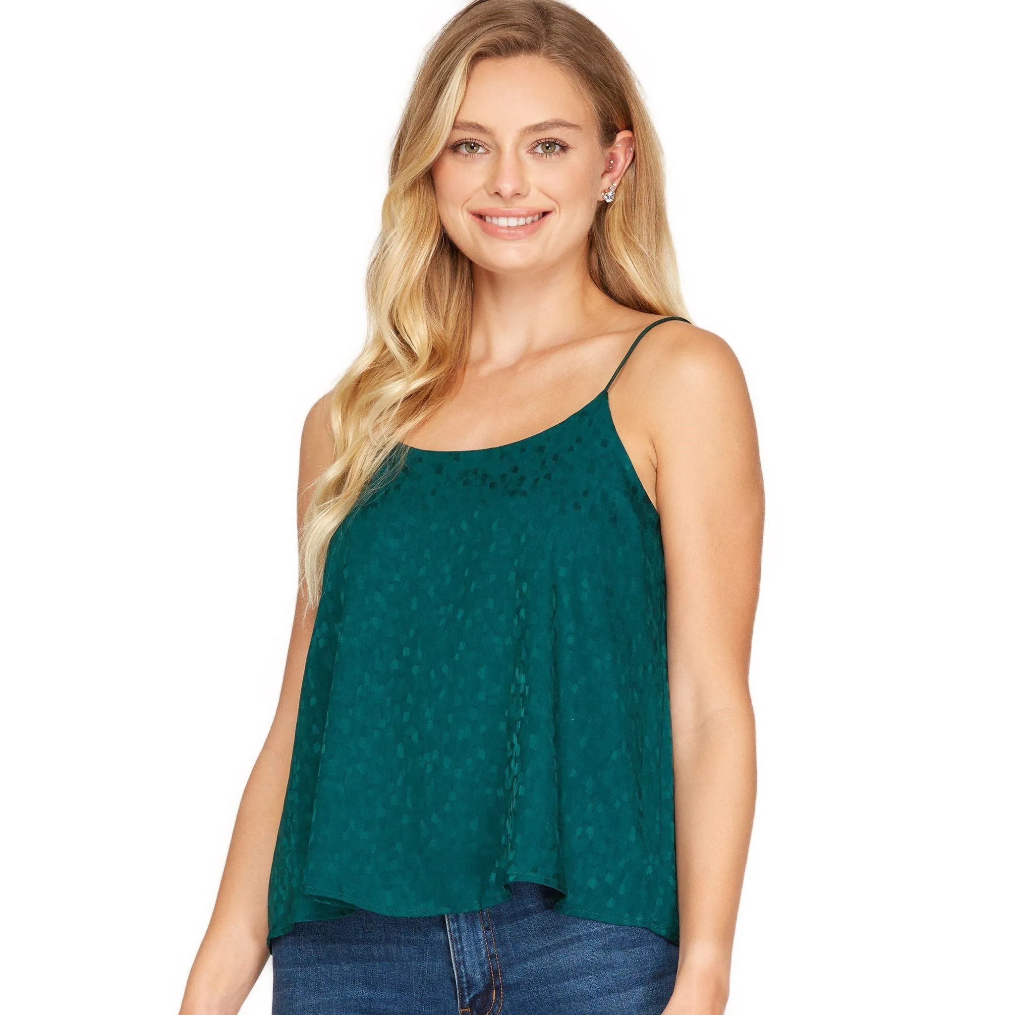 Women's Elegant Jacquard Satin Spaghetti Strap Camisole Top