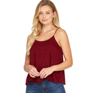 Women's Elegant Jacquard Satin Spaghetti Strap Camisole Top