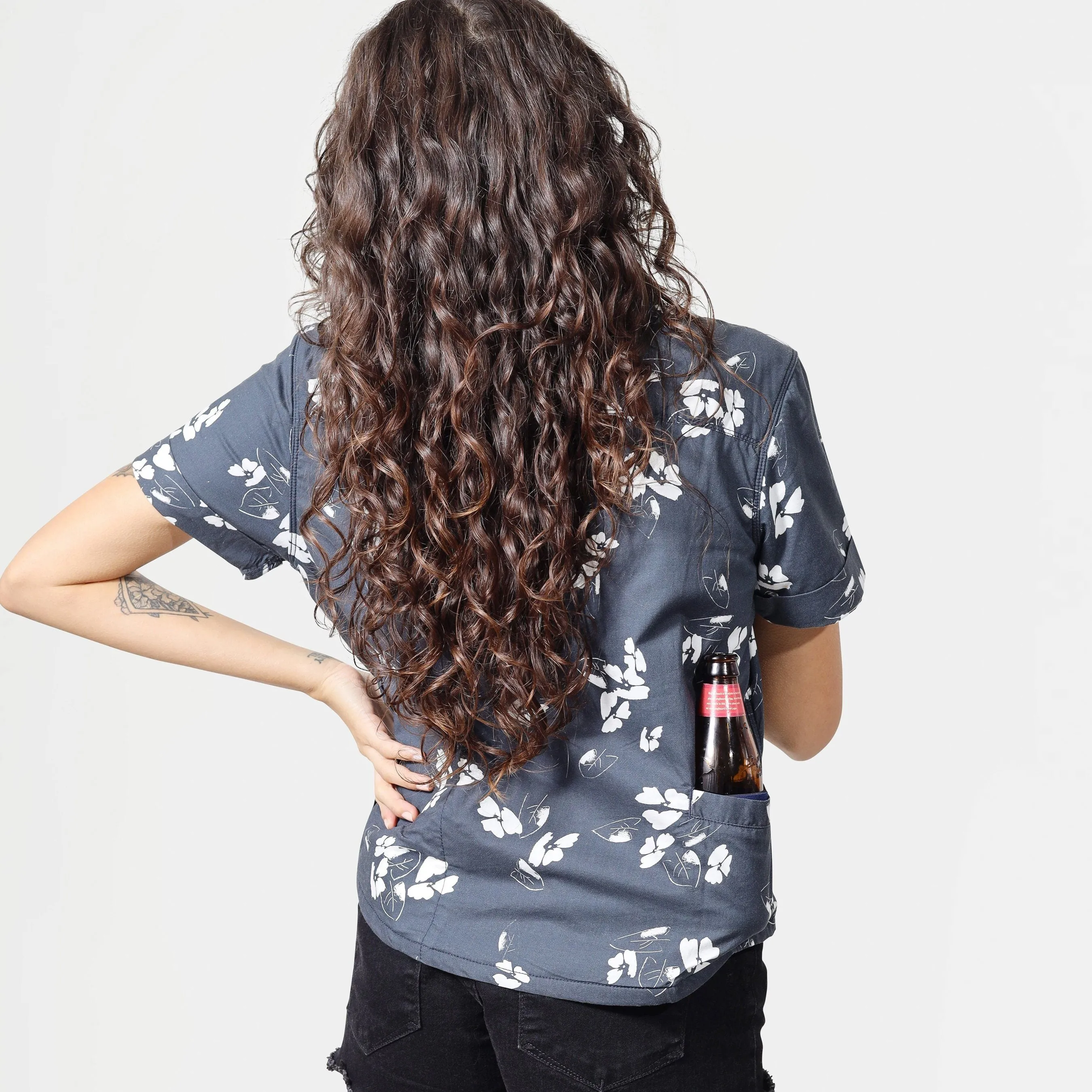 Women’s High Water Shirt - California Poppy, Washed Navy