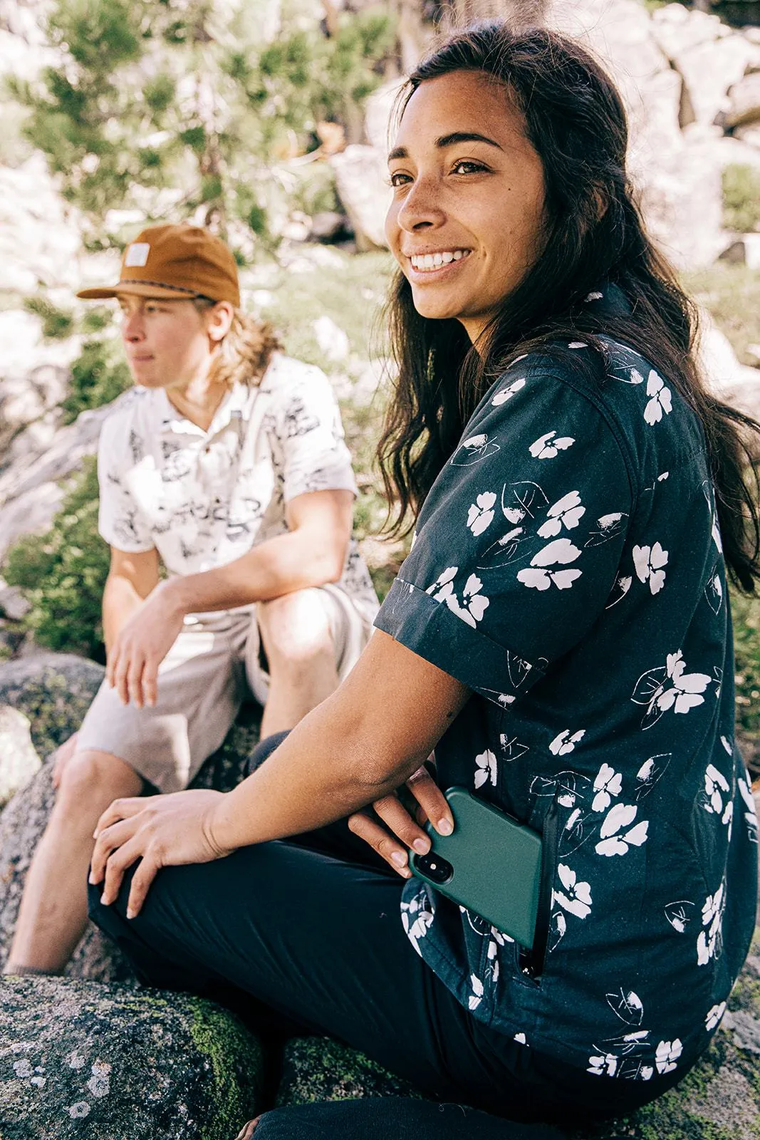 Women’s High Water Shirt - California Poppy, Washed Navy