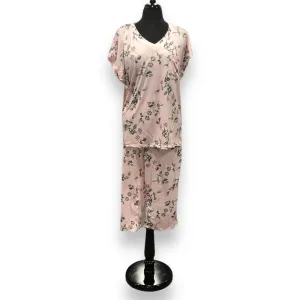 Women's Peached Jersey Capri Set with Lace Trim & Chest Pocket