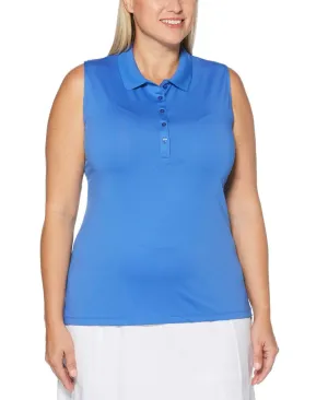 Womens Plus Sleeveless Opti-Dri Micro Hex Polo