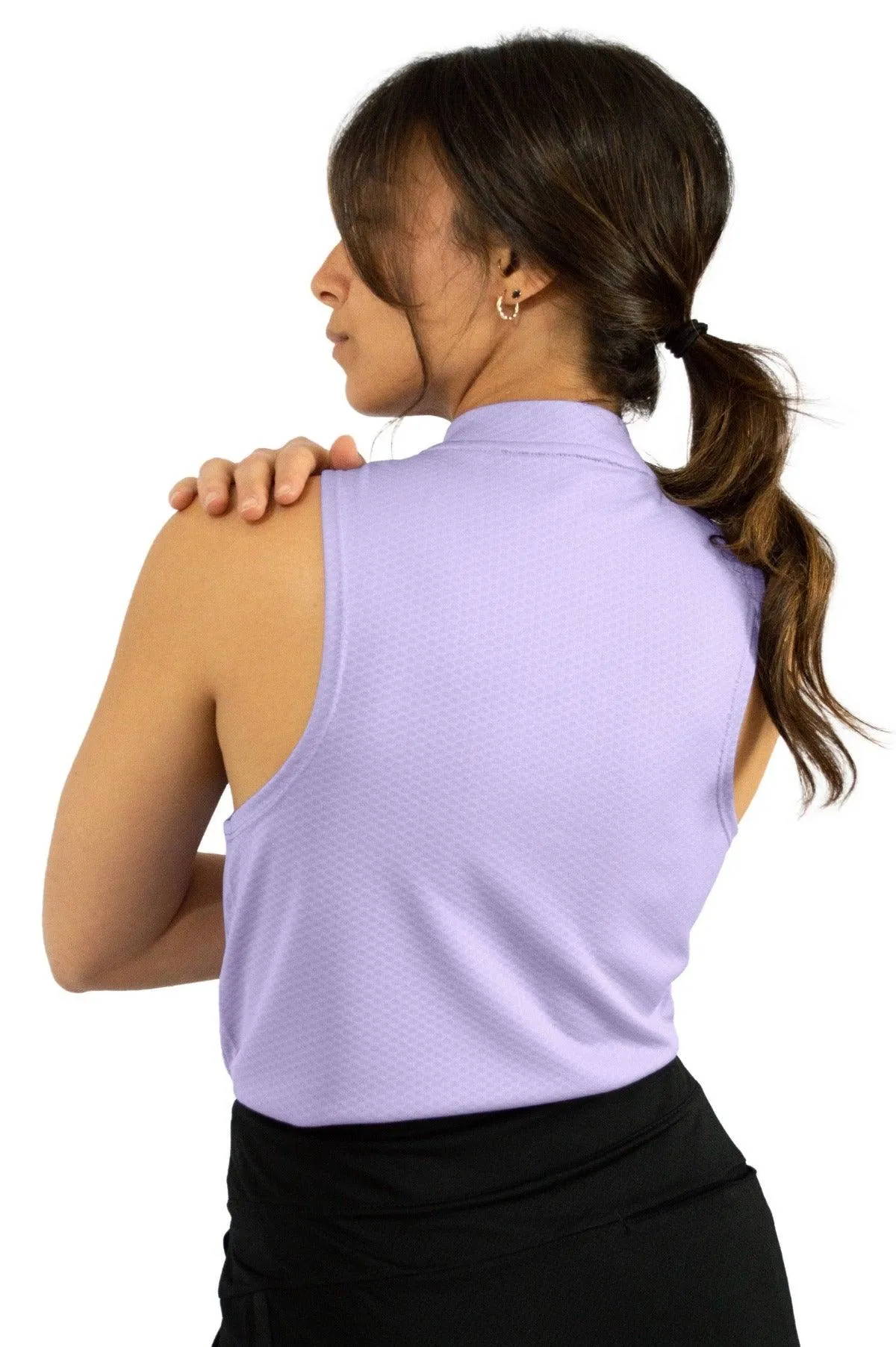 Women's Sleeveless Collarless Golf Polo with Zipper