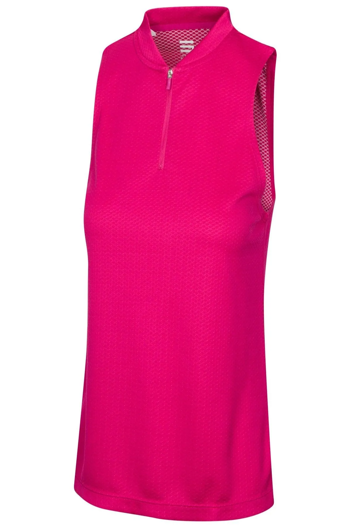 Women's Sleeveless Collarless Golf Polo with Zipper