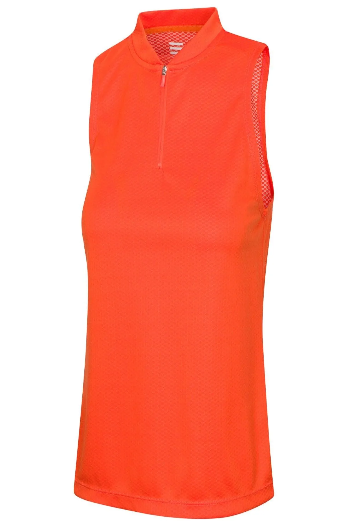 Women's Sleeveless Collarless Golf Polo with Zipper